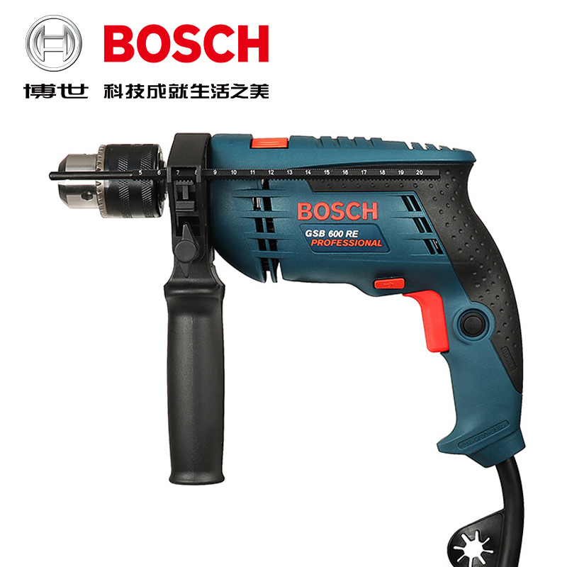 博世沖擊鉆套裝電鉆家用多功能小電錘電動螺絲刀工具箱GSB600RE.jpg